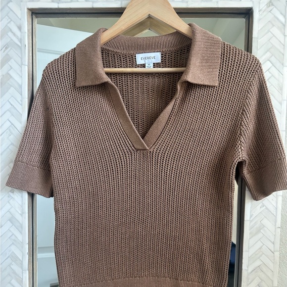 Evereve Adeline Polo Pullover Brown Knit Women’s Size XS - Picture 3 of 7